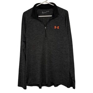 Under Armour Mens Tech 2.0 1/2 Zip Pullover Gray Heather Orange Logo XL 1328495